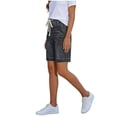 thumbnail image 5 of Yievot Bermuda Jean Shorts for Women Casual Drawstring Elastic Waist Knee Length Denim Shorts with Pockets, 5 of 7