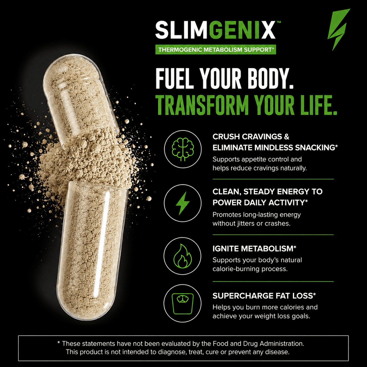Saba SlimGenix Dietary Supplement with Green Tea & Coffee Bean Extract, 60 Capsules