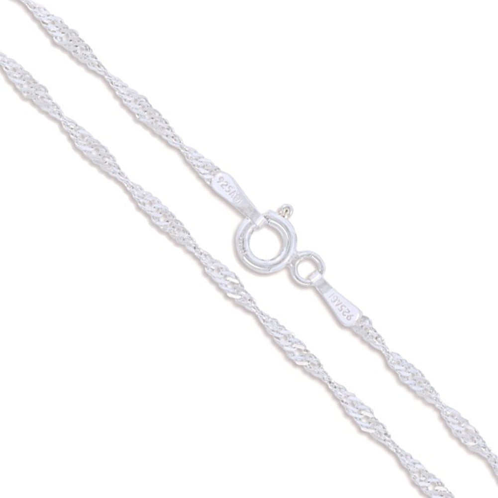 925 Sterling Silver 16-26 " inch 2mm Singapore Twisted Curb Chain Necklace 