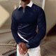 thumbnail image 2 of Gibobby Playera tipo polo hombre Hombres Casual Otoño Invierno Manga larga Turndown Neck Shirt Impreso Camiseta Top Blusa(Marina,M), 2 of 5