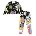 thumbnail image 4 of Yuyamidu Hippie Flower Crewneck Pajamas Set of 2 Warmth Sleepwear Pjs Womens Long Sleeve Sleepwear Tops Long Pants with Pockets Softness Sleep Jogger Set Size 2XL, 4 of 7