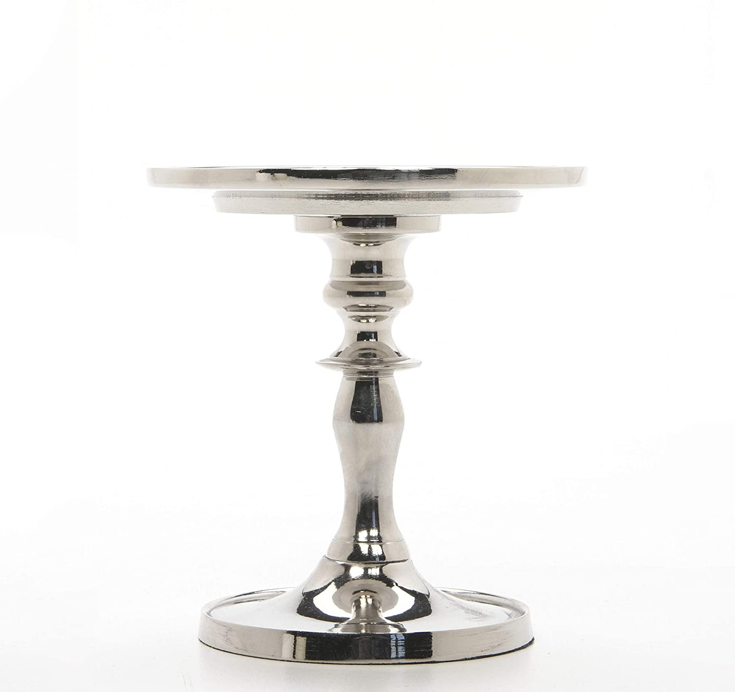 Hosley Silver Finish Metal Pillar Candle Holder, 4.75' High