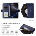thumbnail image 6 of For iPhone 16 Pro Vintage Leather Wallet Case For Women Men Multi-Card Slots Hidden Button Pocket Detachable Shoulder Strap ,Shockproof Phone Case,Blue,For iPhone 16 Pro, 6 of 10