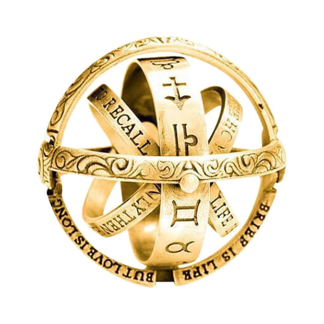 Qarigey Nuevo anillo de dedo con esfera astronómica, joyería para parejas, amantes, regalo, anillo de esfera armilar giratorio complejo Ropa, zapatos y accesorios Miscelánea dorado 11 #