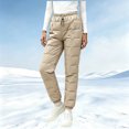thumbnail image 2 of Ghalytn Women's Quilted Padded Winter Jogger Pants - Drawstring Warm Cuffed Ankle Trousers with Pockets, 2 of 6