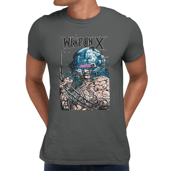 Marvel Comics Retro X-Men Weapon X Wolverine Retro Panel Men's T Shirt (Charcoal, S-XXXL)