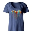 thumbnail image 4 of ICHUANYI Clearance Women Summer Sexy V Neck Gradient Print Regular Women Short Sleeves(Navy, S) ICHUANYI WER2023080905293, 4 of 4