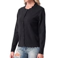 thumbnail image 5 of JWD Women's Long-Sleeved Crew Neck Scallop Edge Buttoned Cropped Cardigan Knitted Sweater, 5 of 7
