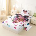 thumbnail image 2 of Castle Fairy Vibrant Floral Black Girl Twin Sheets 3pcs,Flying Butterflies Flowers Bedding,Coral Teal Orange,1 Fitted Sheet, 1 Flat Sheet and 1 Pillowcase, 2 of 6