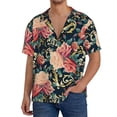 thumbnail image 7 of Lsque Rose Flowers print Men's Cuban Collar Short Sleeve Shirt Summer Beachwear Casual Button Down Fashionable Vacation Leisure Shirt-3X-Large, 7 of 7