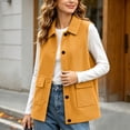 thumbnail image 4 of NominalSnug Women Corduroy Sleeveless Vest Collared Button Down Casual Outerwear With Flap Pockets, 4 of 7