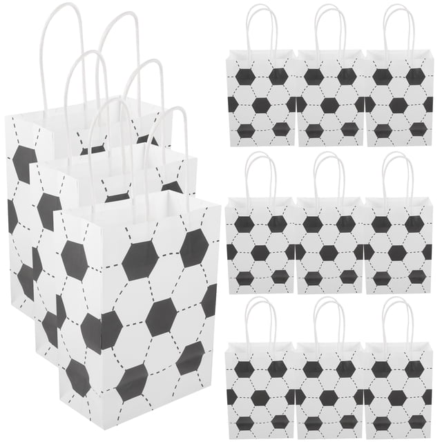 Miangastore 12Pcs Paper Bags with Handles Gift Packaging Bags with Handles Football Jewelry Bags