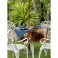 thumbnail image 3 of Outdoor Tablecloth with Umbrella Hole for Patio/Picnic/Party/Camping, Black Brown Gradient Waterproof Table Cloth Round Cover Washable, Retro Rustic Abstract Minimalist Art (Dia 54"), 3 of 9