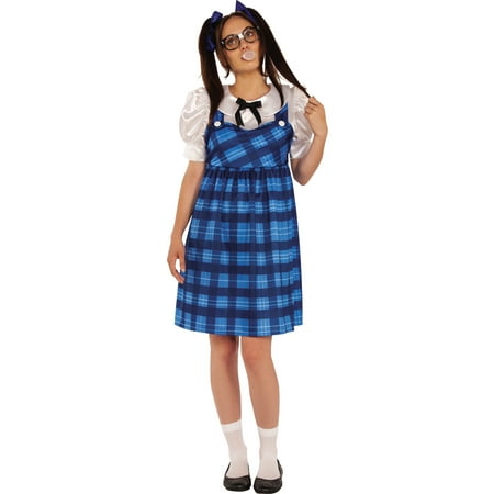 Nerd Lady Adult Women School Girl Uniform Halloween Costume-Std