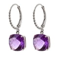 thumbnail image 2 of Galaxy Gold 14K White Gold Natural Amethyst Dangle Earrings - February Birthstone - Peace & Wisdom - Fine Jewelry for Women, 2 of 4