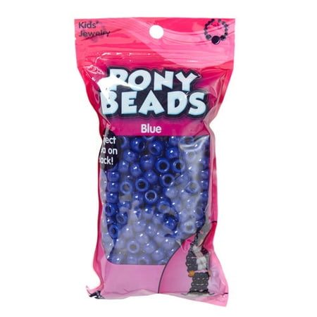 Kids Craft Plastic Pony Beads, Royal Blue