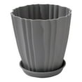 thumbnail image 2 of ABS Plastic Flower Pots with Base - Wavy Rim Design for Succulents, Bonsai, Balcony & Home Decor - Lightweight Plant Containers (Gray, 4 Sizes), 2 of 9