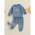 thumbnail image 2 of Suealasg Little Boy 2Pcs Fall Outfit 1T 2T 3T 4T 5T Toddler Kids Boy Long Sleeve Crew Neck Elephant Print Sweatshirt +Long Pants, 2 of 8