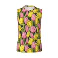 thumbnail image 6 of Lsque Tulips Flowers Print Men's Cotton Blend Sleeveless Muscle Shirts (S-3XL)- Moisture Wicking, Odor Protection, UPF 30+,Medium, 6 of 8