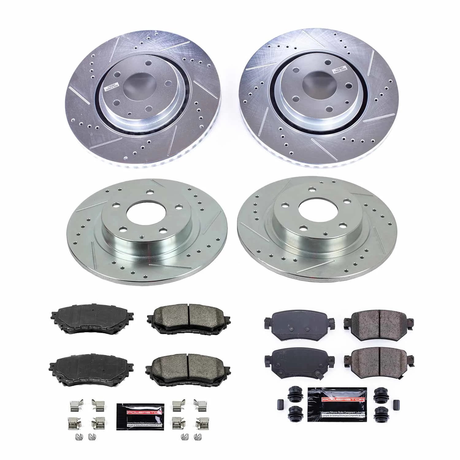 PowerStop Front and Rear Z23 Evolution Sport Carbon-Fiber Ceramic Brake Pad and Drilled & Slotted Rotor Kit Fits: MAZDA Select Models K8618