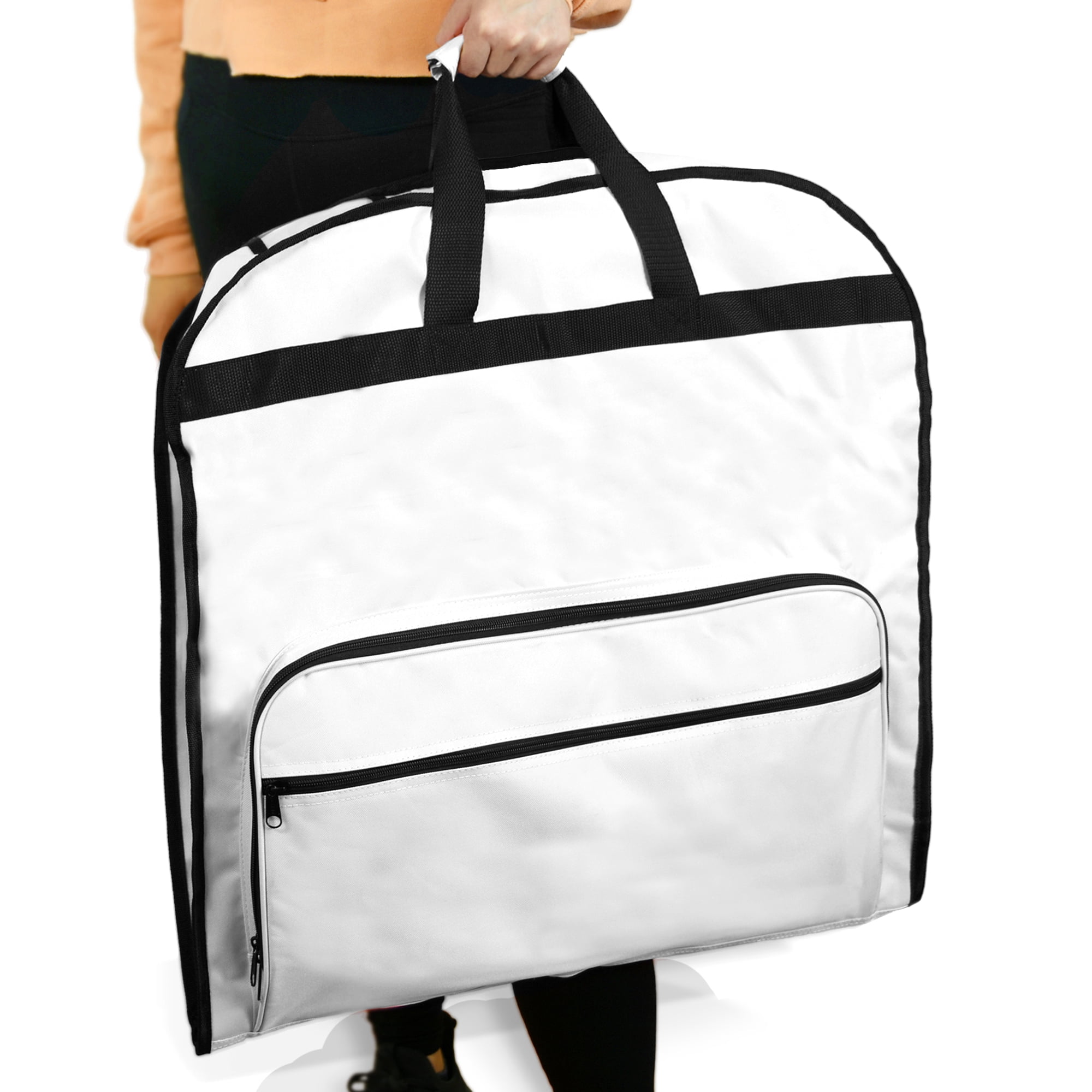DALIX 60" Professional Garment Bag Cover for Suits Pants and Gowns Dresses (Foldable) White