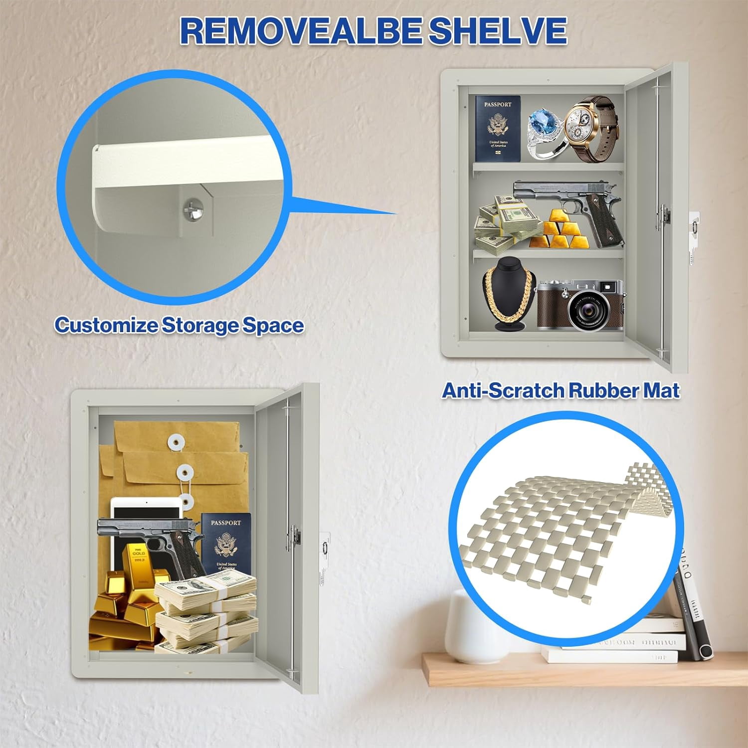 POCHAR In Wall Safe with Key Lock - Hidden Wall Safes Between the Studs for Money Jewelry Cash and Valuables at Home, Business (21" Height)