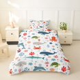 thumbnail image 2 of jejeloiu Playful Ocean Animal Twin Duvet Cover For Girls,Whale Crab Turtle Twin Bedding,Multicolor White,2-Piece,1 Duvet Cover and 1 Pillowcase, 2 of 6