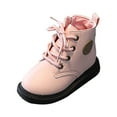 thumbnail image 3 of HCNTES Girls Ankle Boots Fashion Side Zipper Boots Lace Up Combat Shoes&nbsp;（Pink,4-4.5 Years), 3 of 5