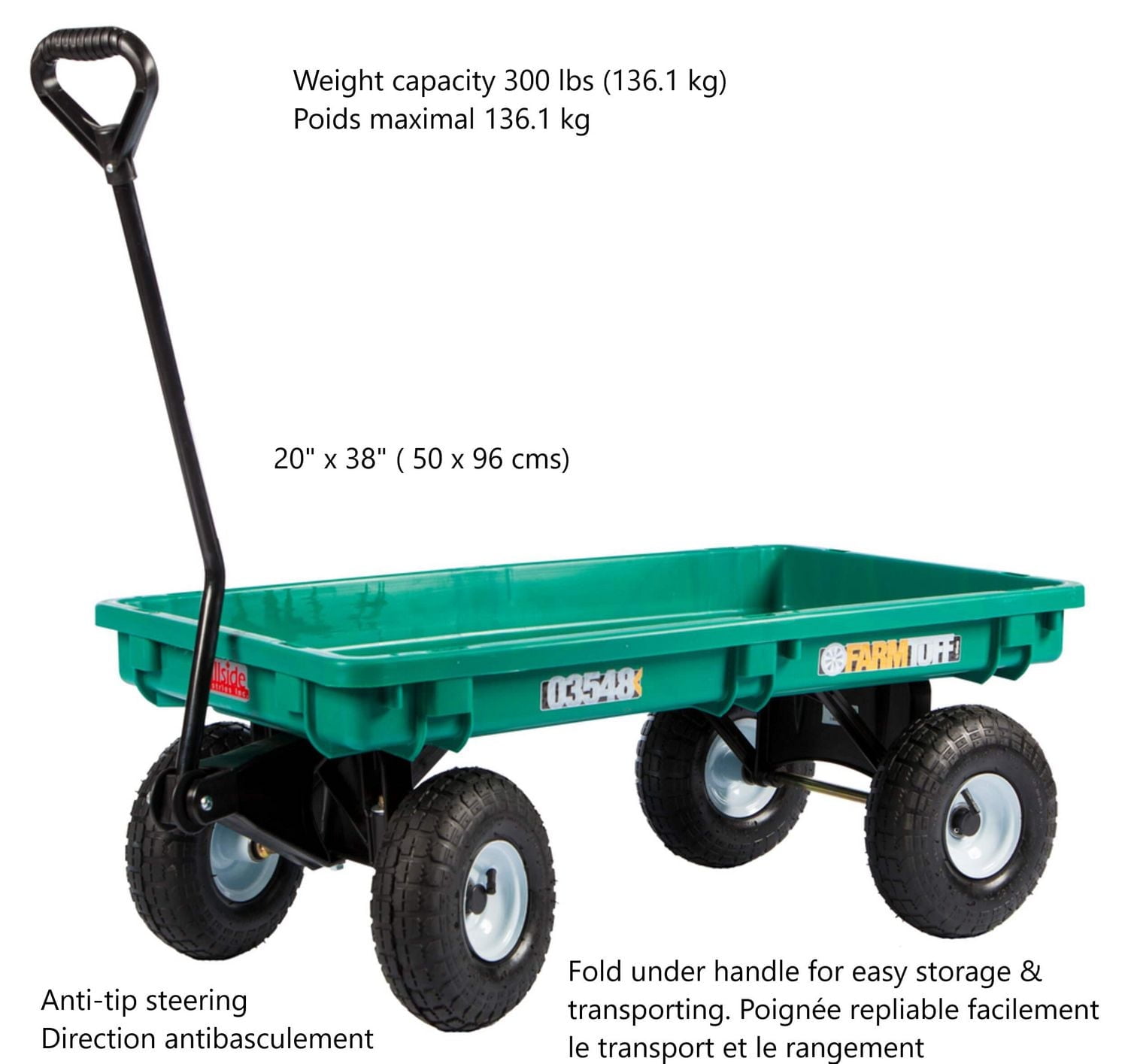 Millside chariot sans rebord 20 po x 40 po pour le jardin