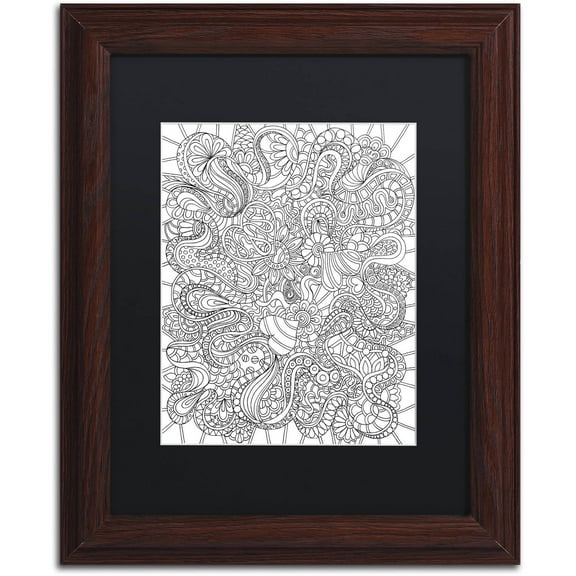 Trademark Fine Art "Mixed Coloring Book 44" Canvas Art by Kathy G. Ahrens, Black Matte, Wood Frame