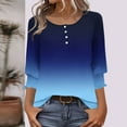 thumbnail image 2 of RongHuan Womens 3/4 Sleeve Shirts Casual Crewneck Tunic T-Shirt Fashion Loose Fit Tops Gradient Color Tshirt, 2 of 8