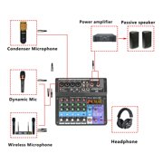 6 Channels Sound Mixing Console Mobile USB Record Computer Playback 48V Phantom Power Input Mixer A6