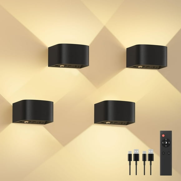 Lámparas de pared con sensor de movimiento FULEN, 4 unidades, control remoto, 5000 mAh