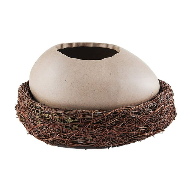 Leodye 1PCS Bol à Dessert en Forme d'Oeuf Design Unique de Nid d'Oiseau Contenant Alimentaire pour Nouilles Collations et Boissons Froides Plat de Service Décoratif pour la Maison et le Restaurant -7.28X5.31X4.33 Po