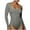 Gray, variant on Elainilye Fashion Womens Bodysuit Long Sleeve Solid Color Square Neck Tight Fitting Cutout Jumpsuit Thong Shapewear,Blue