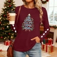 thumbnail image 5 of Hvot&aat Christmas Shirts for Women Merry Christmas Printed Pullover T-Shirt Crewneck Long Sleeve Vacation Tunics Tops, 5 of 7