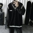 thumbnail image 3 of Suéteres de punto para hombres Chaleco sin mangas Ropa para hombre Chaleco negro Icono empalmado Ajuste holgado Grueso Invierno Primavera Otoño Jerséis S, 3 of 5