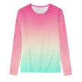 thumbnail image 3 of SMihono Winter Womens Plus Long Thin Tunic Sweatshirts Outfits Crewneck Sweatshirts Slim Fit Casual Comfy Streetwear Flowy Blouse Workout Long Sleeve Tops Color Block Tie Dye Tees Pink 4, 3 of 3