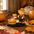 thumbnail image 2 of BingTong Fall Harvest Tealight Candle Holder, Resin Mummy & Scarecrow Figurine with Roasting Corn Marshmallow Stick, Mini Bonfire Base Halloween Thanksgiving Desktop Decor Ornament, 2 of 6