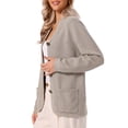thumbnail image 4 of INSPIRE CHIC Cardigan Sweater for Women's V Neck Button Down Casual Long Sleeve Open Front Sweaters with Pockets XS Brown, 4 of 6