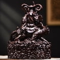 thumbnail image 4 of Ebony solid wood carving of Zhao Gongming, the God of Wealth riding a tiger, a decorative craft for the living room or entryway., 4 of 4