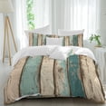 thumbnail image 2 of Farmhouse Teal Brown Duvet Cover Set, Vintage Retro Ombre Wooden Soft Duvet Cover Queen Size Bedding Set 4 Pieces, 1 Quiltcover and 2 Pillowcases with Zipper, 1 Bed Sheet for All Seasons, 2 of 9