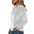 thumbnail image 5 of Women's Polos Shirts 2026 Elegant Long Sleeve Button Down Velvet Shirt Casual Dressy Business Work Henley Blouses, 5 of 8