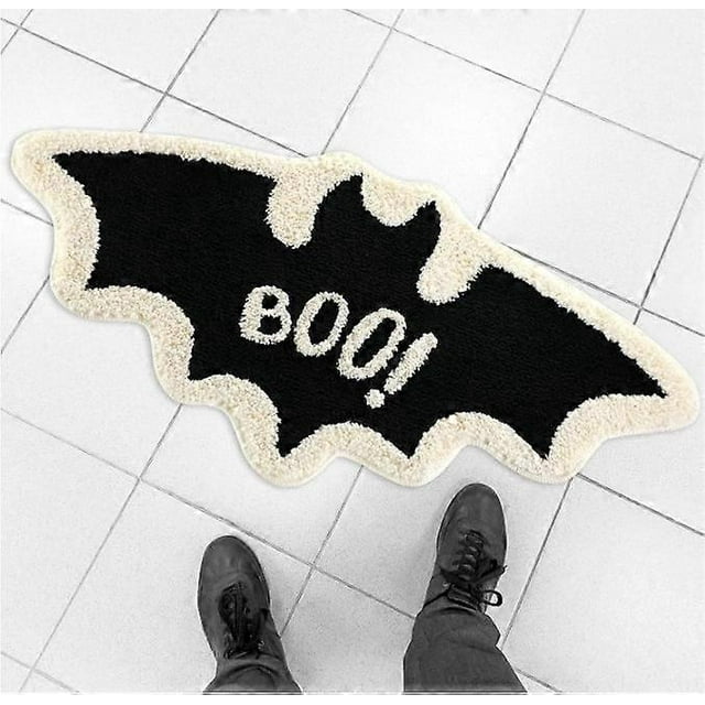 Unwelcome Bat Door Mat, Gothic Bath Mat Bathroom Rugs Horror Rug Door Halloween