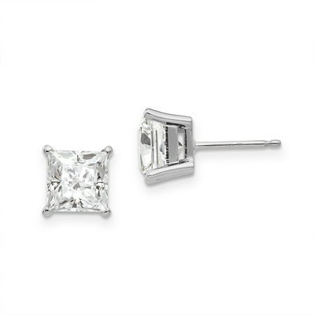 Versil 14 Karat White Gold 6 5 Mm Square Brilliant True Light Versil 14 Karat White Gold 6 5 Mm Square Brilliant True Light Moissanite 4 G Basket