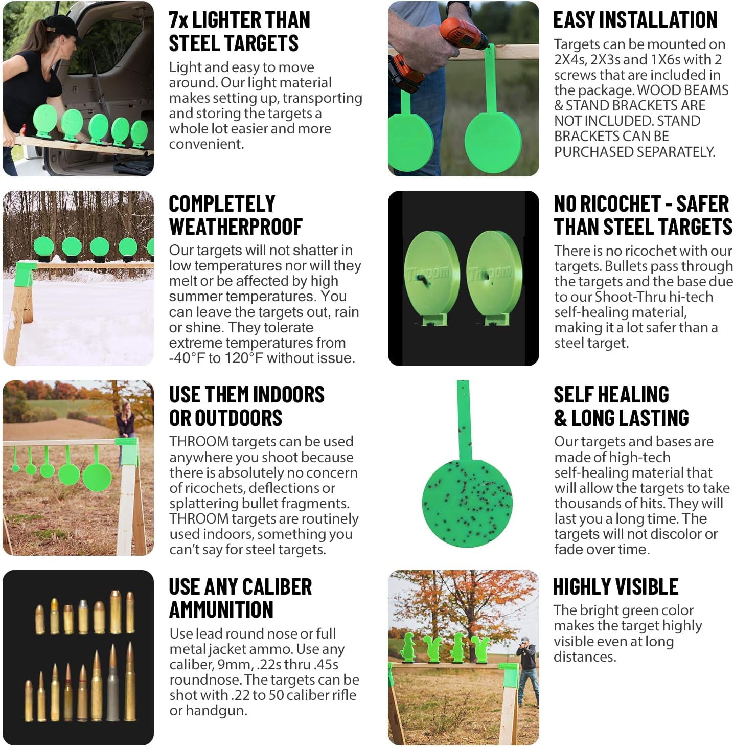 Throom Targets Hangtuff Complete Target Kit, 5 Targets, Green,