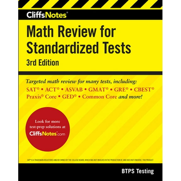 Pre-Owned Cliffsnotes Math Review for Standardized Tests 3rd Edition (Paperback) 0544631021 9780544631021