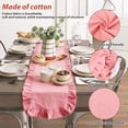 thumbnail image 5 of Tcwhniev Cotton Ruffled Table Runner 13.7x71 Inch, Rustic Farmhouse Decor for Wedding, Birthday Party & Kitchen Table,Pink, 5 of 11