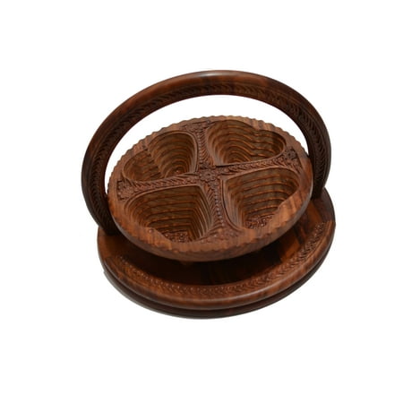 - LOVE Three Heart Shaped Gift Idea Wooden Collapsible Fruit Basket VALENTINE GIFT With Handle And Partitions Diameter: 12