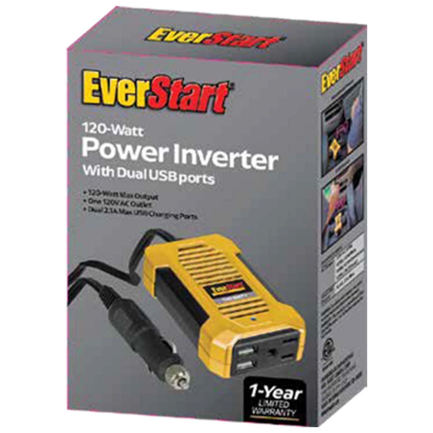 EverStart 120 Watts 12 V Power Inverter with USB Ports